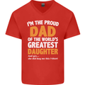 Proud World's Greatest Daughter Fathers Day Mens V-Neck Cotton T-Shirt Red