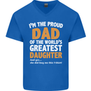 Proud World's Greatest Daughter Fathers Day Mens V-Neck Cotton T-Shirt Royal Blue