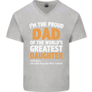 Proud World's Greatest Daughter Fathers Day Mens V-Neck Cotton T-Shirt Sports Grey