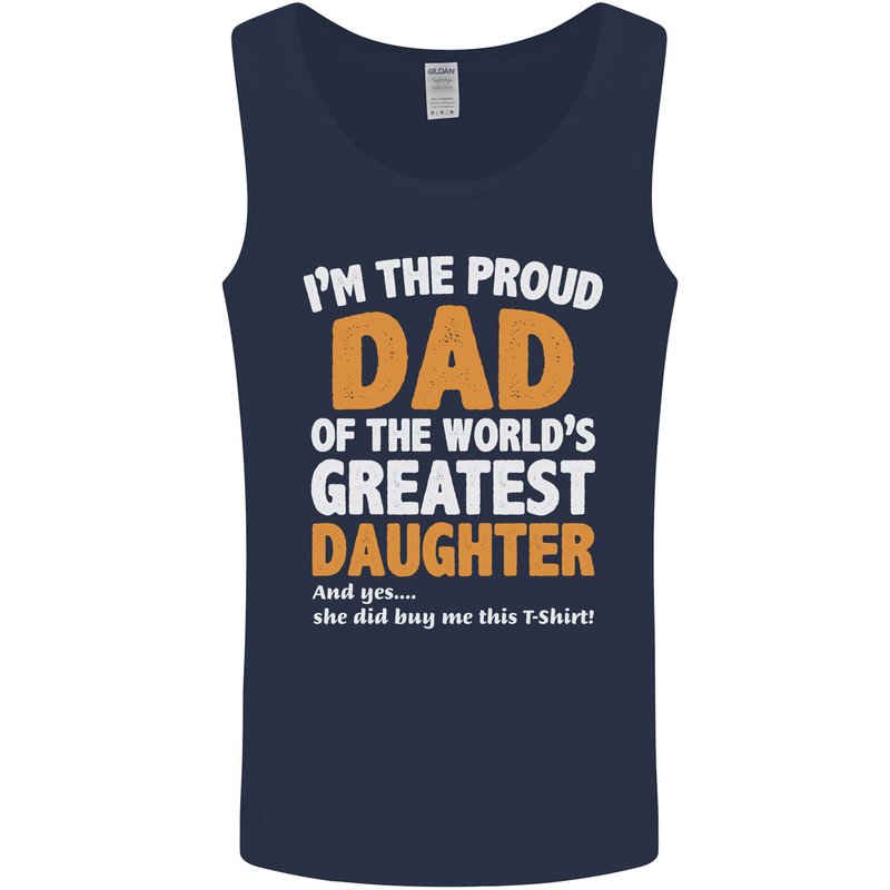 Proud World's Greatest Daughter Fathers Day Mens Vest Tank Top Navy Blue