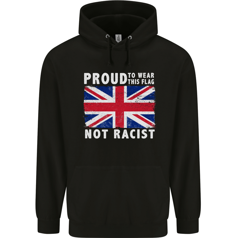 Proud to Wear Flag Not Racist Union Jack Childrens Kids Hoodie Black