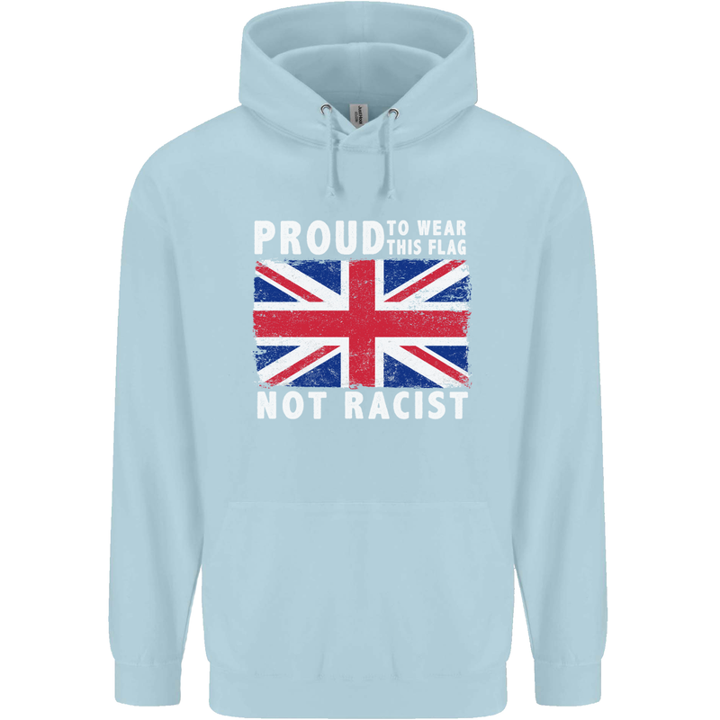 Proud to Wear Flag Not Racist Union Jack Childrens Kids Hoodie Light Blue