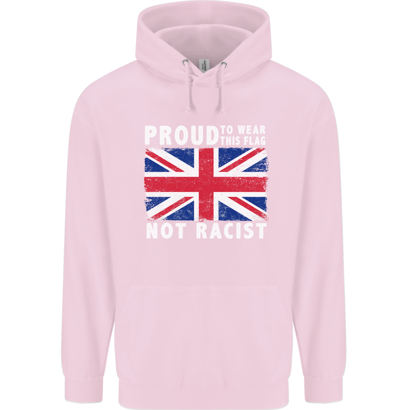 Proud to Wear Flag Not Racist Union Jack Childrens Kids Hoodie Light Pink