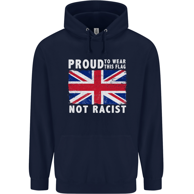 Proud to Wear Flag Not Racist Union Jack Childrens Kids Hoodie Navy Blue