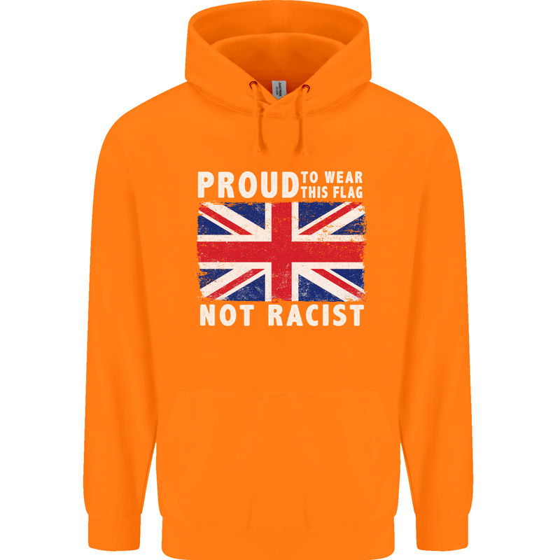Proud to Wear Flag Not Racist Union Jack Childrens Kids Hoodie Orange