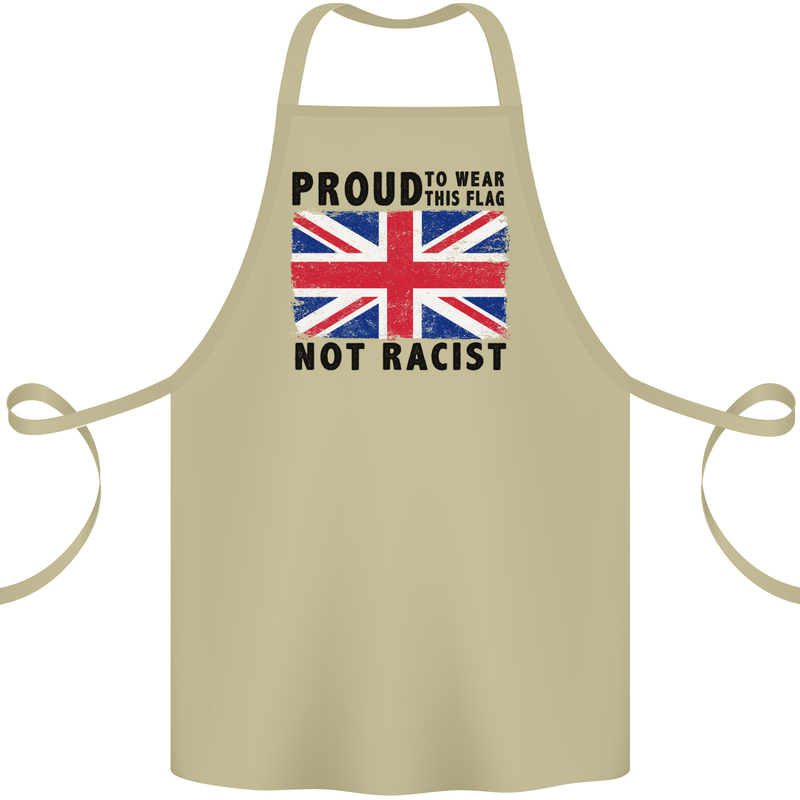 Proud to Wear Flag Not Racist Union Jack Cotton Apron 100% Organic Khaki