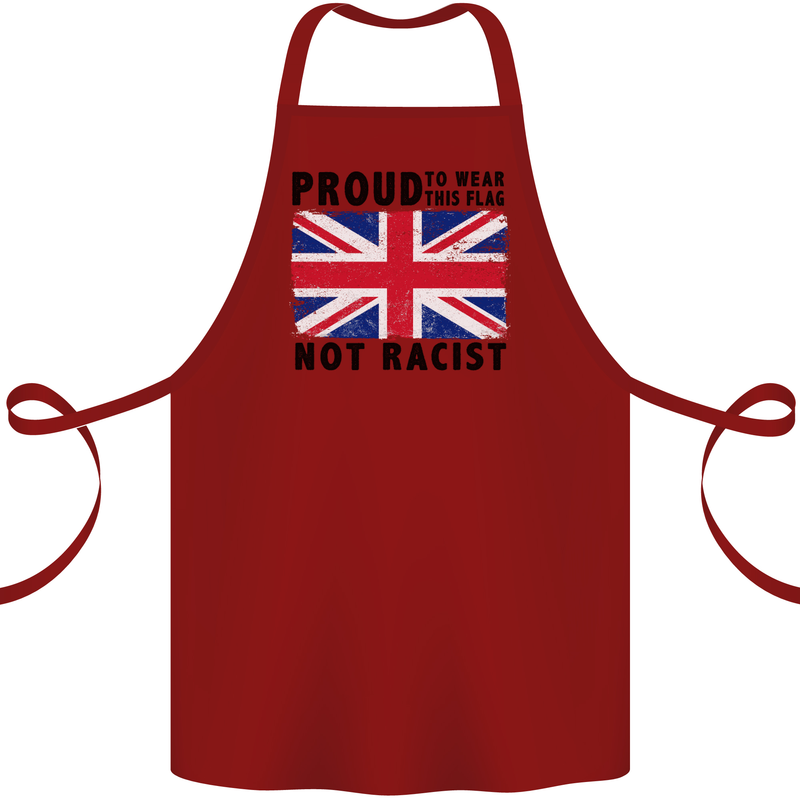 Proud to Wear Flag Not Racist Union Jack Cotton Apron 100% Organic Maroon