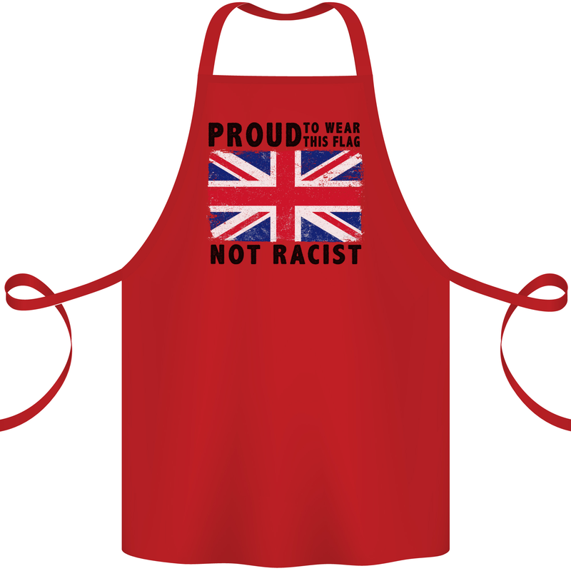 Proud to Wear Flag Not Racist Union Jack Cotton Apron 100% Organic Red