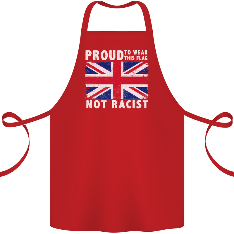 Proud to Wear Flag Not Racist Union Jack Cotton Apron 100% Organic Red