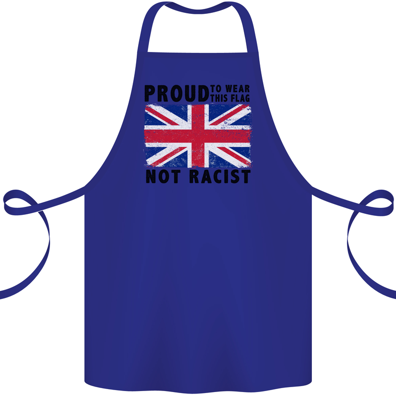 Proud to Wear Flag Not Racist Union Jack Cotton Apron 100% Organic Royal Blue