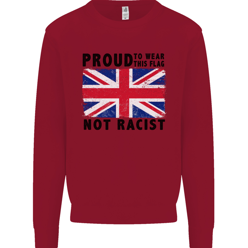 Proud to Wear Flag Not Racist Union Jack Kids Sweatshirt Jumper Red