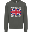 Proud to Wear Flag Not Racist Union Jack Kids Sweatshirt Jumper Storm Grey