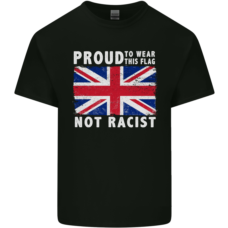 Proud to Wear Flag Not Racist Union Jack Kids T-Shirt Childrens Black
