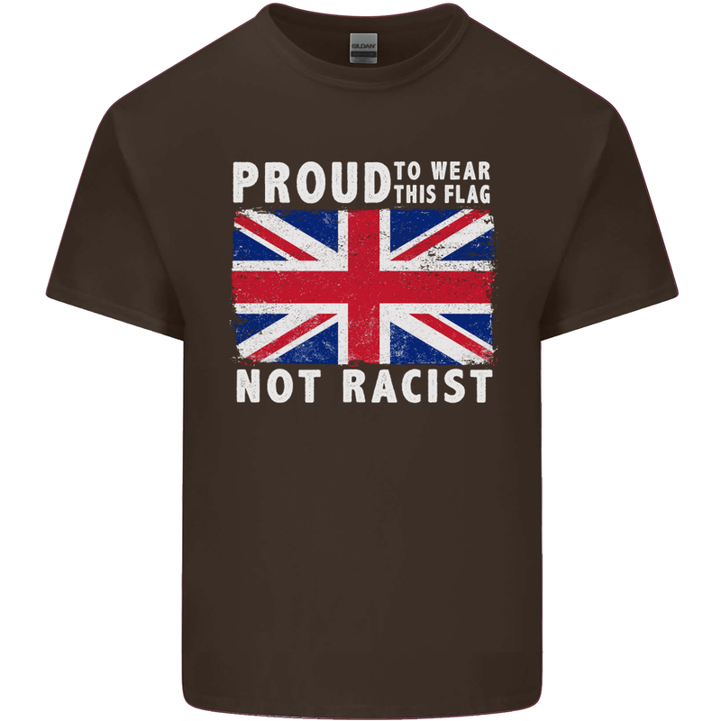 Proud to Wear Flag Not Racist Union Jack Kids T-Shirt Childrens Chocolate