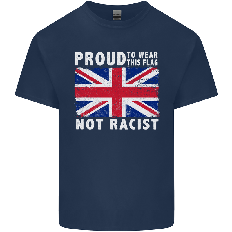 Proud to Wear Flag Not Racist Union Jack Kids T-Shirt Childrens Navy Blue