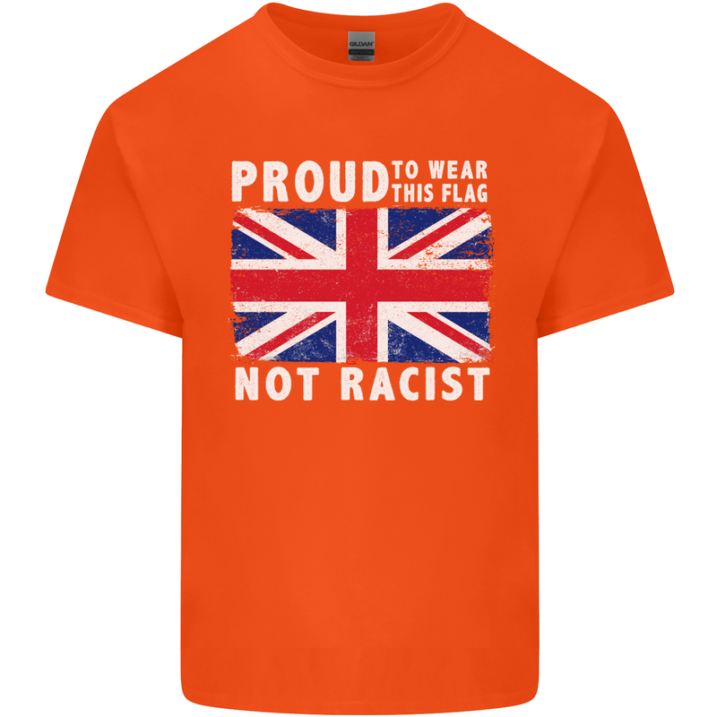 Proud to Wear Flag Not Racist Union Jack Kids T-Shirt Childrens Orange