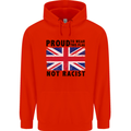 Proud to Wear Flag Not Racist Union Jack Mens 80% Cotton Hoodie Bright Red