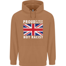 Proud to Wear Flag Not Racist Union Jack Mens 80% Cotton Hoodie Caramel Latte