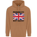 Proud to Wear Flag Not Racist Union Jack Mens 80% Cotton Hoodie Caramel Latte