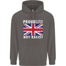 Proud to Wear Flag Not Racist Union Jack Mens 80% Cotton Hoodie Charcoal
