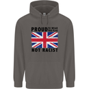 Proud to Wear Flag Not Racist Union Jack Mens 80% Cotton Hoodie Charcoal