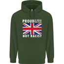 Proud to Wear Flag Not Racist Union Jack Mens 80% Cotton Hoodie Forest Green