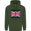 Proud to Wear Flag Not Racist Union Jack Mens 80% Cotton Hoodie Forest Green