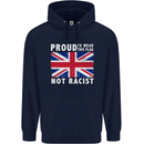 Proud to Wear Flag Not Racist Union Jack Mens 80% Cotton Hoodie Navy Blue