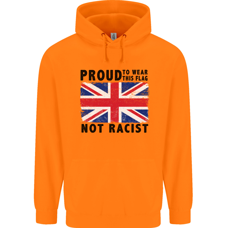 Proud to Wear Flag Not Racist Union Jack Mens 80% Cotton Hoodie Orange