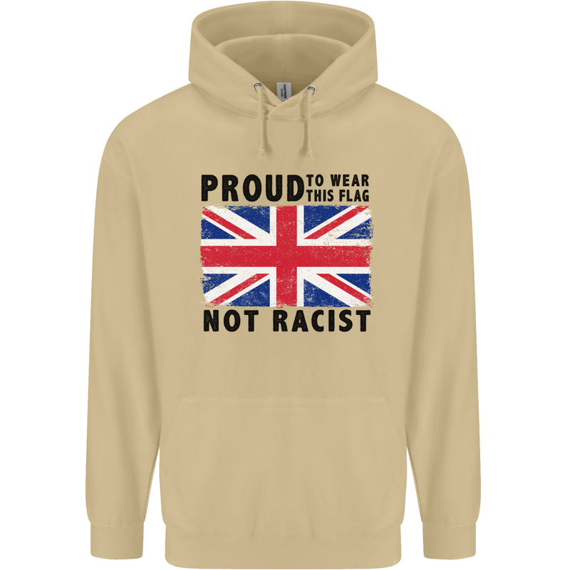 Proud to Wear Flag Not Racist Union Jack Mens 80% Cotton Hoodie Sand