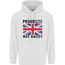 Proud to Wear Flag Not Racist Union Jack Mens 80% Cotton Hoodie White