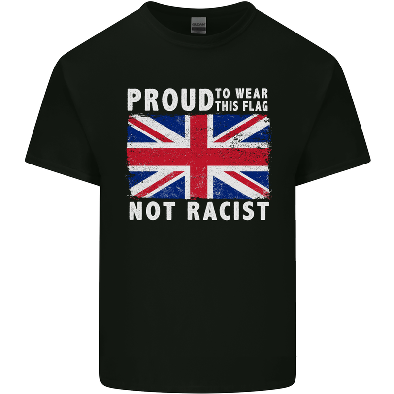 Proud to Wear Flag Not Racist Union Jack Mens Cotton T-Shirt Tee Top Black