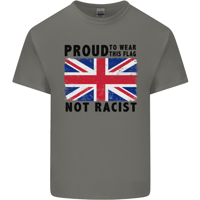 Proud to Wear Flag Not Racist Union Jack Mens Cotton T-Shirt Tee Top Charcoal
