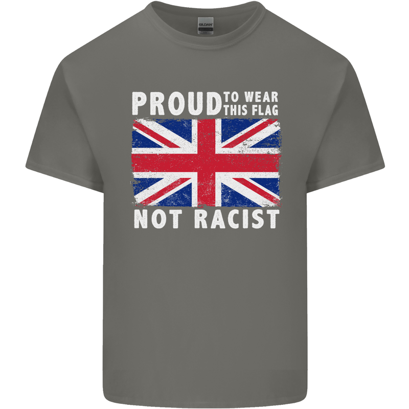 Proud to Wear Flag Not Racist Union Jack Mens Cotton T-Shirt Tee Top Charcoal