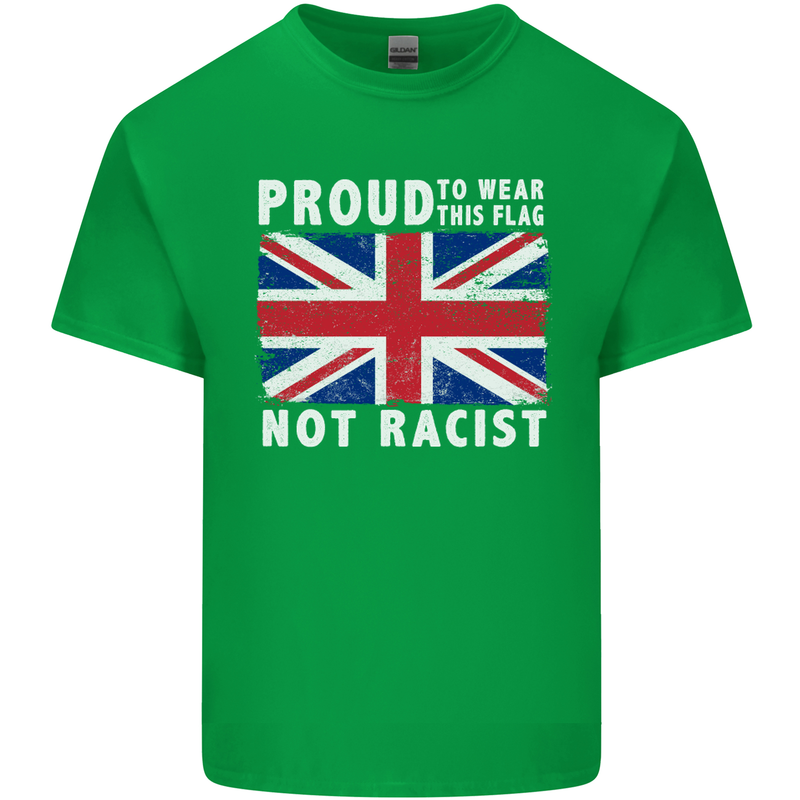 Proud to Wear Flag Not Racist Union Jack Mens Cotton T-Shirt Tee Top Irish Green
