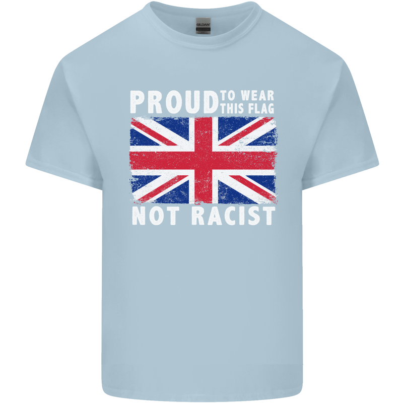 Proud to Wear Flag Not Racist Union Jack Mens Cotton T-Shirt Tee Top Light Blue