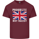 Proud to Wear Flag Not Racist Union Jack Mens Cotton T-Shirt Tee Top Maroon