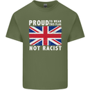 Proud to Wear Flag Not Racist Union Jack Mens Cotton T-Shirt Tee Top Military Green