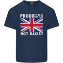 Proud to Wear Flag Not Racist Union Jack Mens Cotton T-Shirt Tee Top Navy Blue