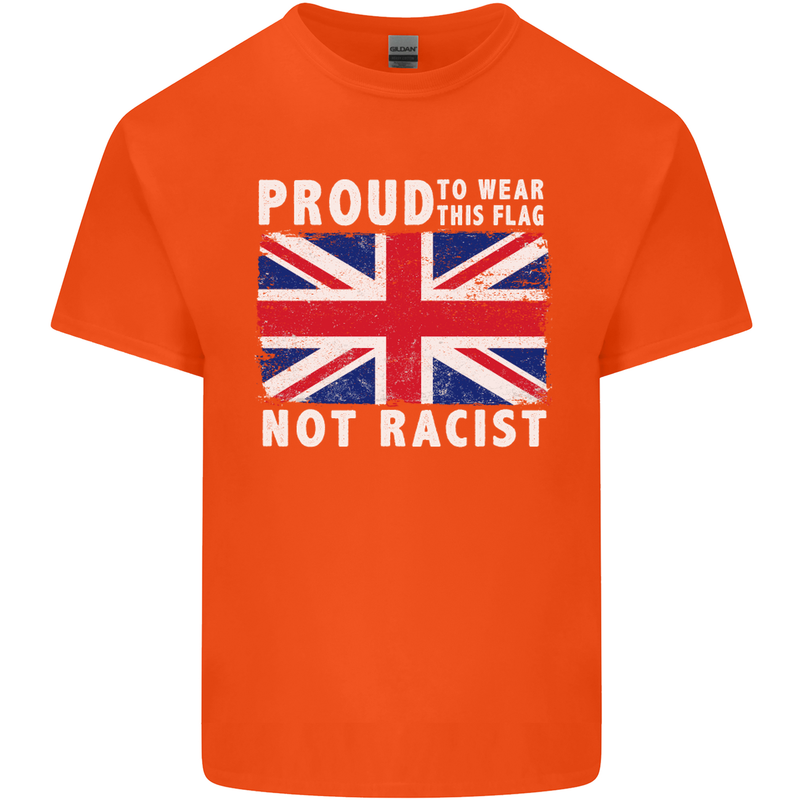 Proud to Wear Flag Not Racist Union Jack Mens Cotton T-Shirt Tee Top Orange