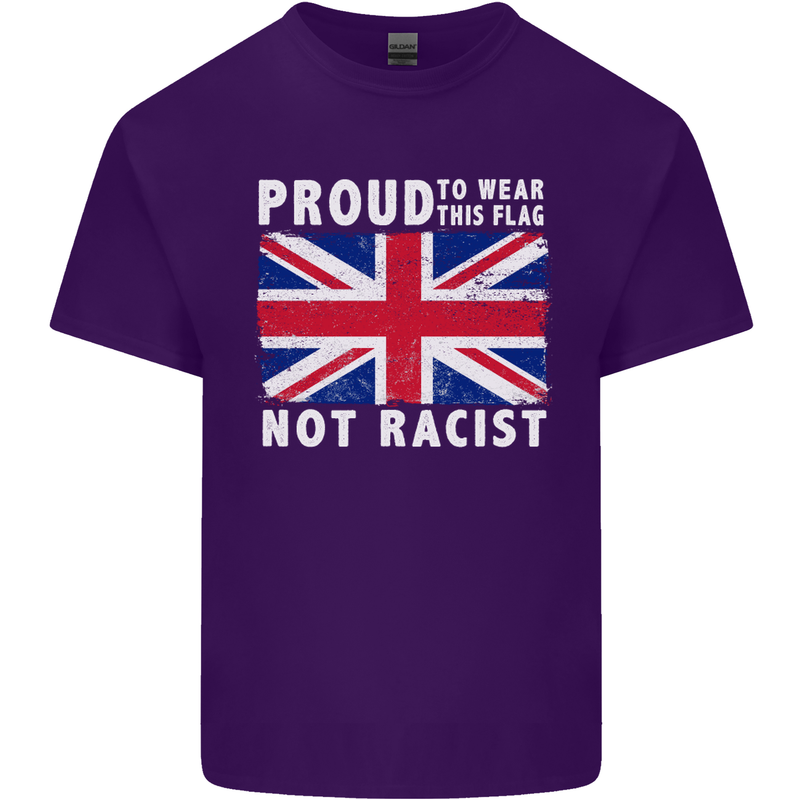 Proud to Wear Flag Not Racist Union Jack Mens Cotton T-Shirt Tee Top Purple