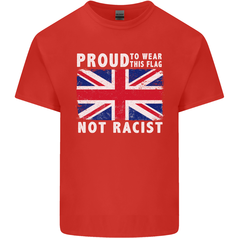 Proud to Wear Flag Not Racist Union Jack Mens Cotton T-Shirt Tee Top Red