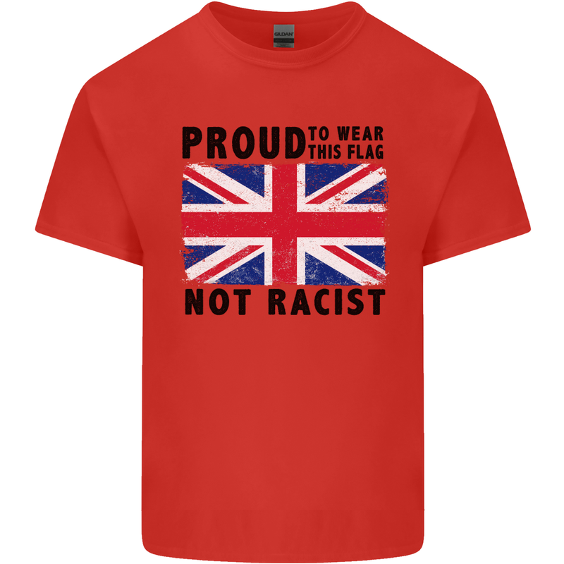 Proud to Wear Flag Not Racist Union Jack Mens Cotton T-Shirt Tee Top Red