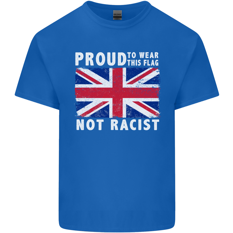 Proud to Wear Flag Not Racist Union Jack Mens Cotton T-Shirt Tee Top Royal Blue