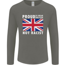 Proud to Wear Flag Not Racist Union Jack Mens Long Sleeve T-Shirt Charcoal
