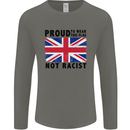 Proud to Wear Flag Not Racist Union Jack Mens Long Sleeve T-Shirt Charcoal