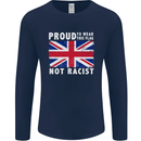 Proud to Wear Flag Not Racist Union Jack Mens Long Sleeve T-Shirt Navy Blue