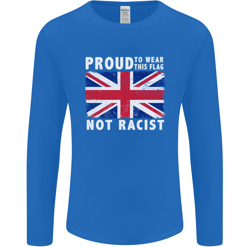 Proud to Wear Flag Not Racist Union Jack Mens Long Sleeve T-Shirt Royal Blue