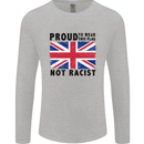 Proud to Wear Flag Not Racist Union Jack Mens Long Sleeve T-Shirt Sports Grey