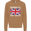 Proud to Wear Flag Not Racist Union Jack Mens Sweatshirt Jumper Caramel Latte
